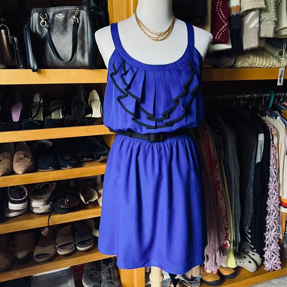 🎉5/$20🎉 EXPRESS NWOT Royal Purple/Blue Pleated Mini Sundress